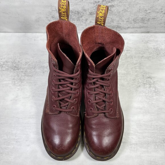 Dr Martens 1460 Pascal Virginia Leather Boots - Women's Size 7 - Burgundy - Picture 7 of 10